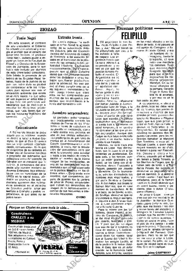 ABC MADRID 21-10-1984 página 21