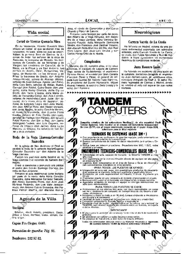 ABC MADRID 21-10-1984 página 43