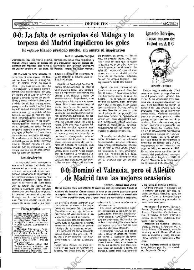ABC MADRID 21-10-1984 página 71