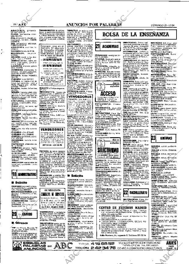 ABC MADRID 21-10-1984 página 94