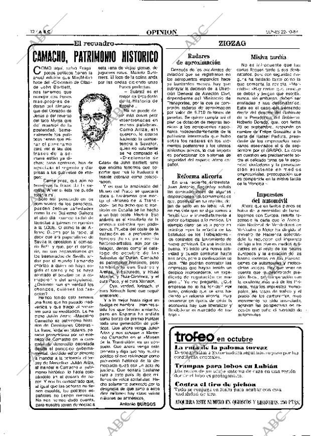 ABC MADRID 22-10-1984 página 12