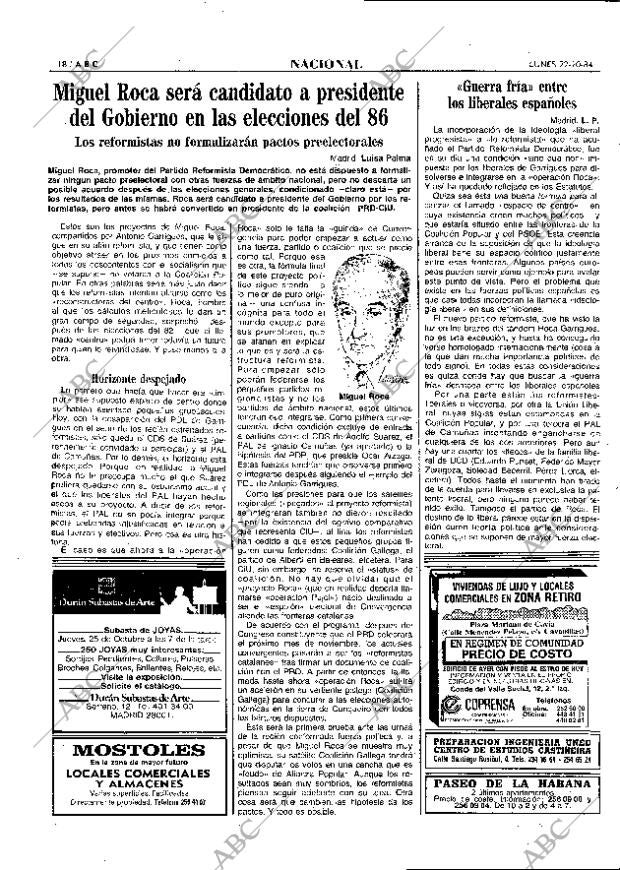 ABC MADRID 22-10-1984 página 18