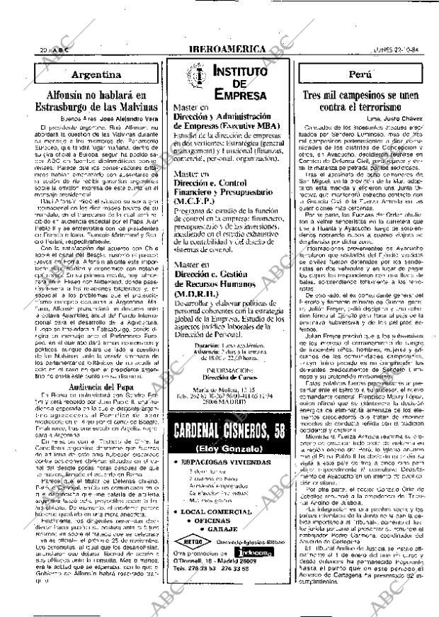 ABC MADRID 22-10-1984 página 20