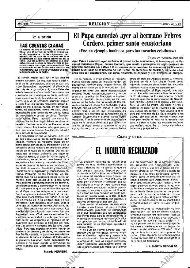 ABC MADRID 22-10-1984 página 22