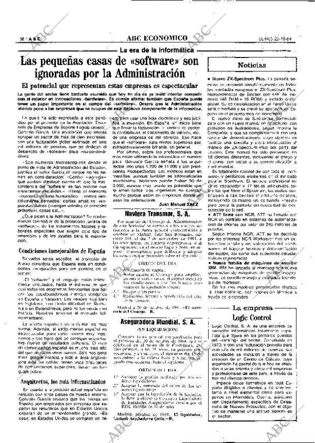ABC MADRID 22-10-1984 página 38