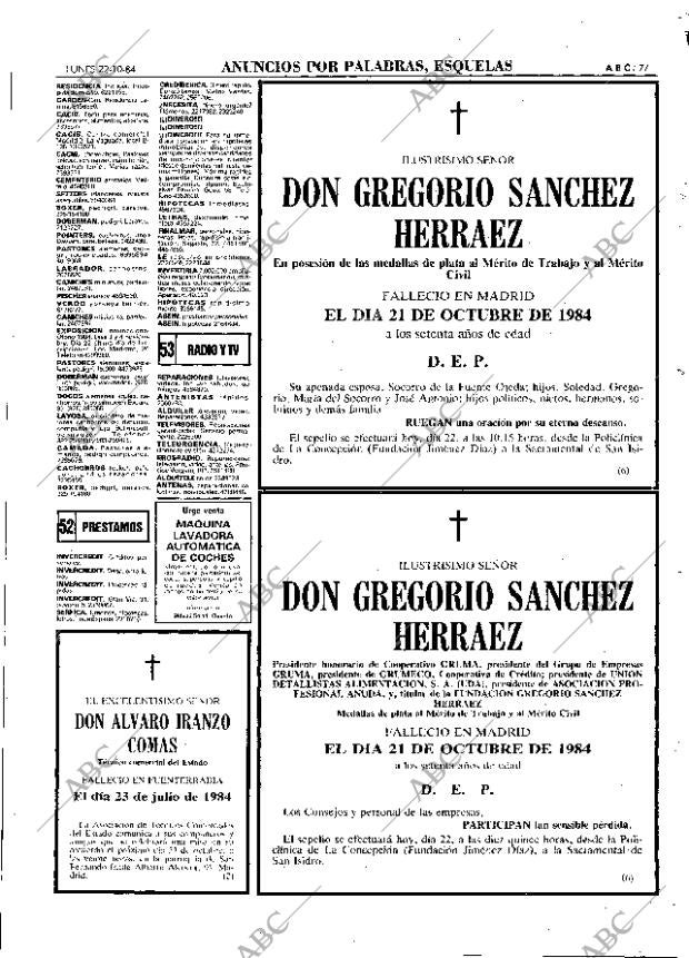 ABC MADRID 22-10-1984 página 77