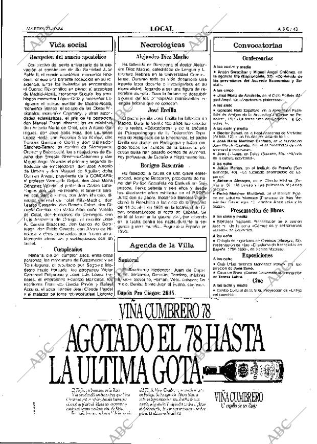 ABC MADRID 23-10-1984 página 43