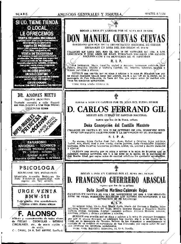 ABC SEVILLA 06-11-1984 página 94