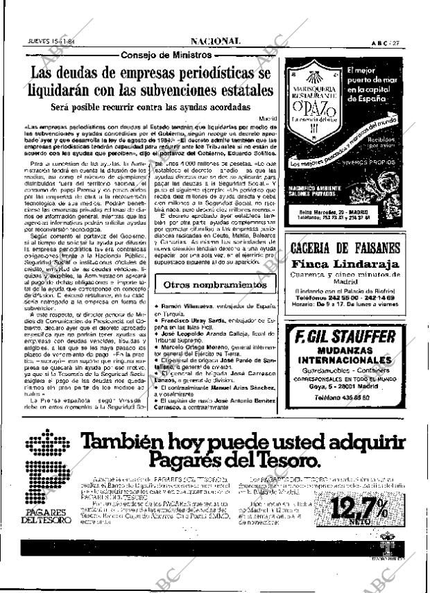 ABC MADRID 15-11-1984 página 27