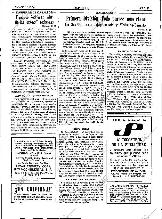 ABC SEVILLA 17-11-1984 página 51