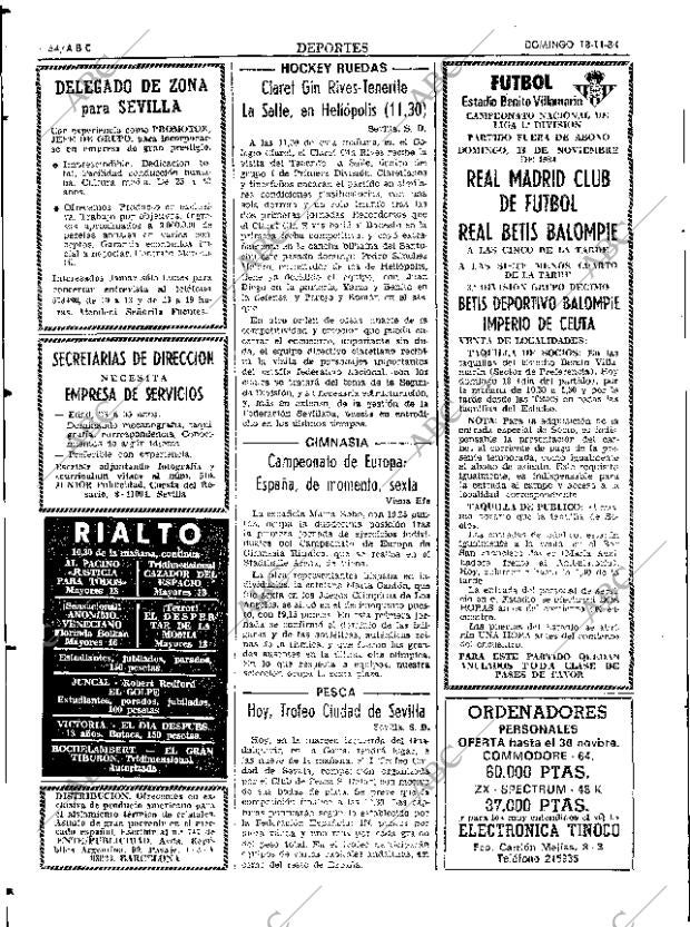 ABC SEVILLA 18-11-1984 página 64