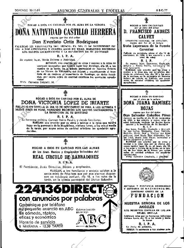ABC SEVILLA 18-11-1984 página 77