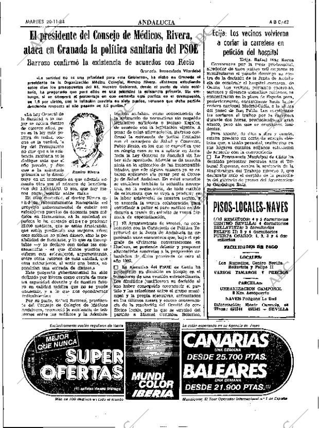 ABC SEVILLA 20-11-1984 página 43