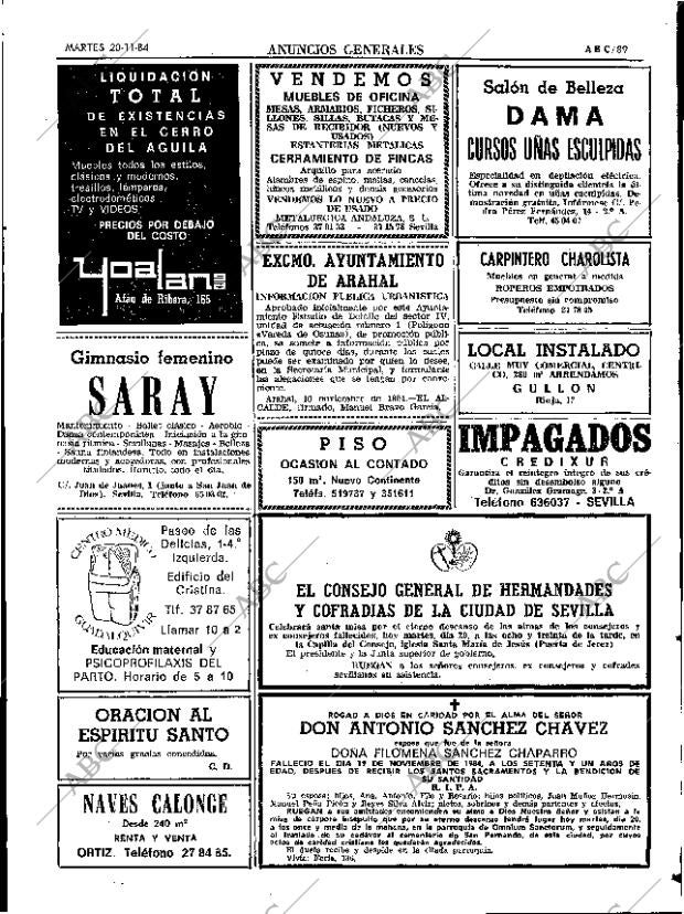 ABC SEVILLA 20-11-1984 página 89