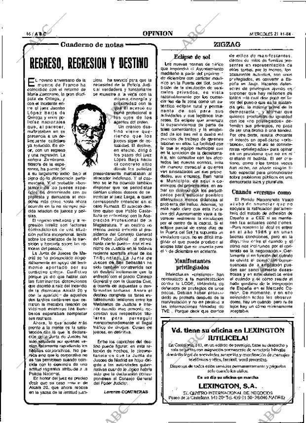 ABC MADRID 21-11-1984 página 16