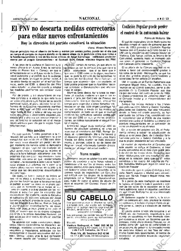 ABC MADRID 21-11-1984 página 23