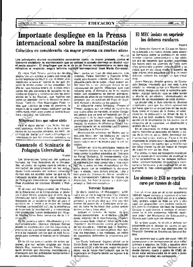 ABC MADRID 21-11-1984 página 45