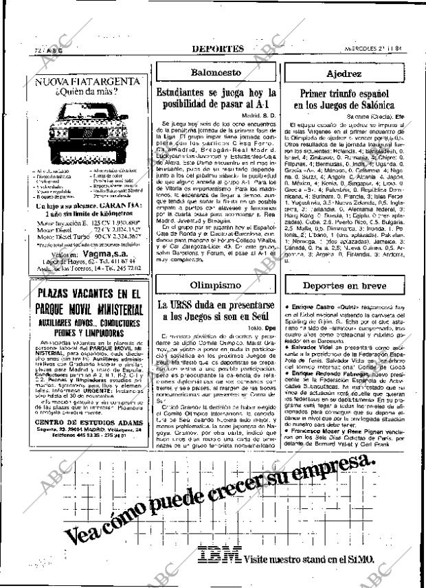 ABC MADRID 21-11-1984 página 72