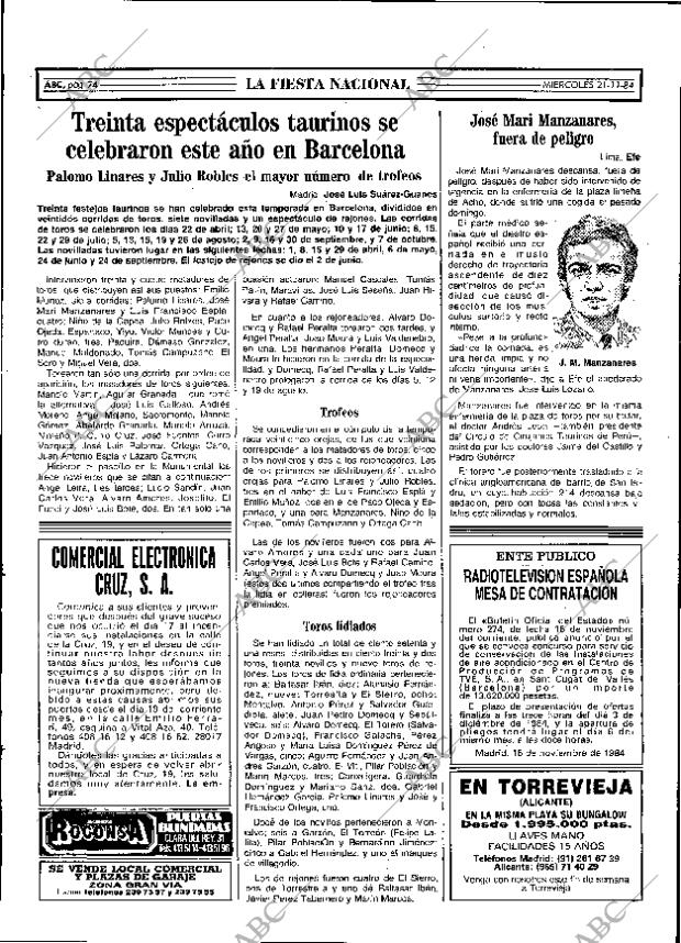 ABC MADRID 21-11-1984 página 74