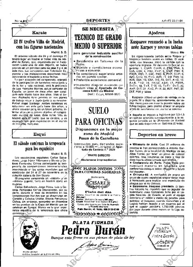 ABC MADRID 22-11-1984 página 74