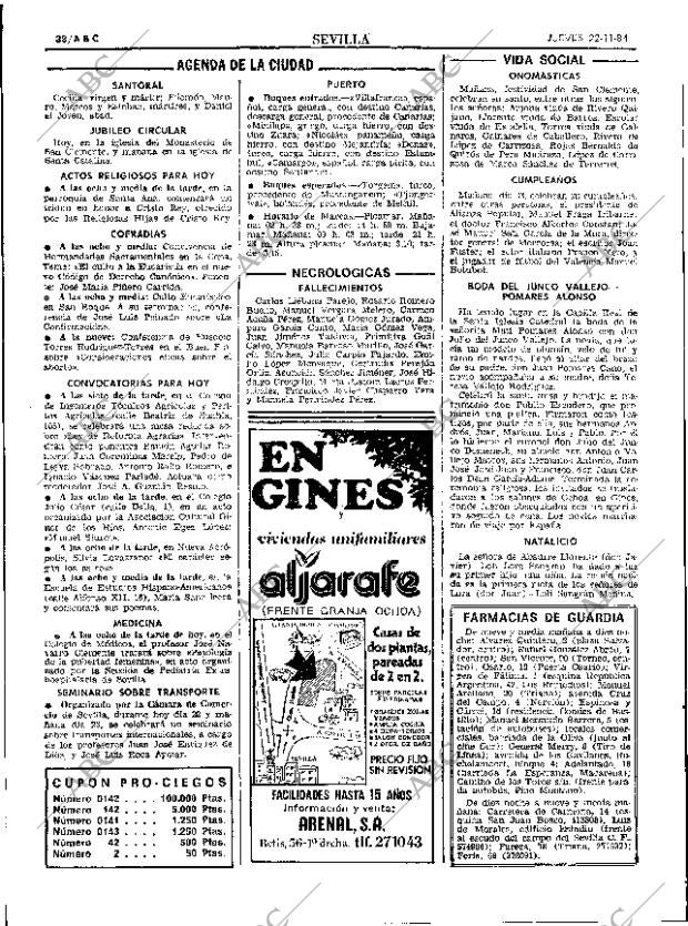 ABC SEVILLA 22-11-1984 página 38