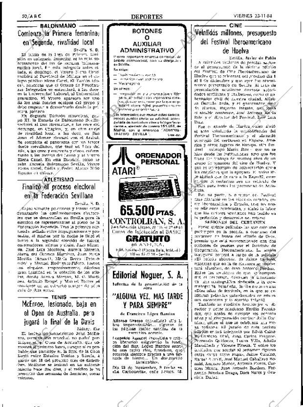 ABC SEVILLA 23-11-1984 página 50