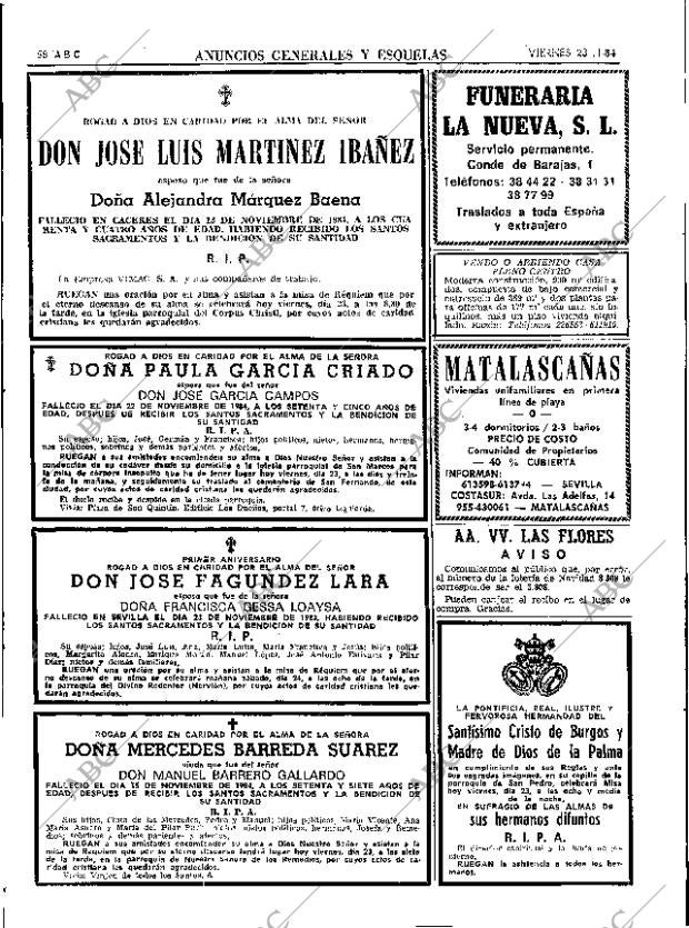 ABC SEVILLA 23-11-1984 página 58