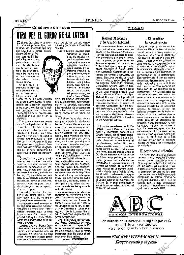 ABC MADRID 24-11-1984 página 16