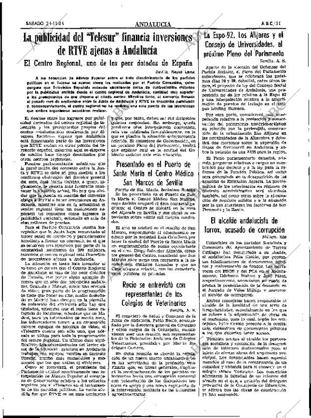 ABC SEVILLA 24-11-1984 página 31
