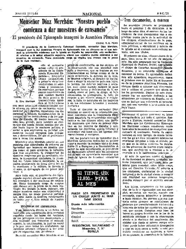 ABC SEVILLA 27-11-1984 página 21