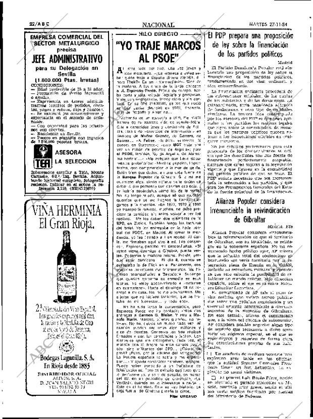ABC SEVILLA 27-11-1984 página 22