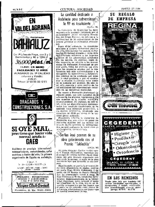 ABC SEVILLA 27-11-1984 página 44