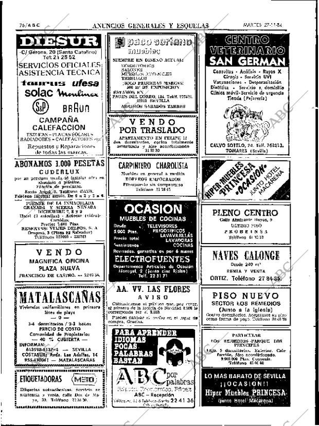 ABC SEVILLA 27-11-1984 página 76