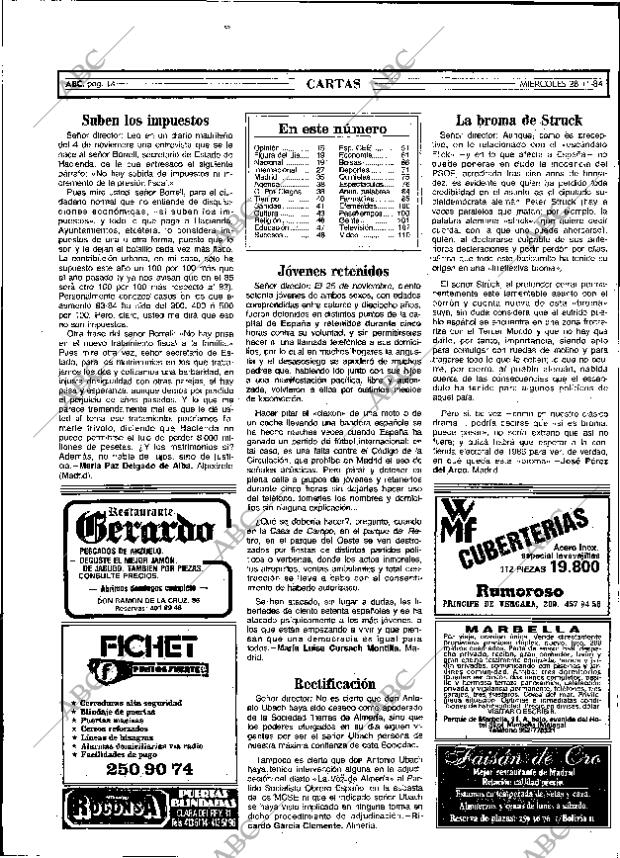 ABC MADRID 28-11-1984 página 14