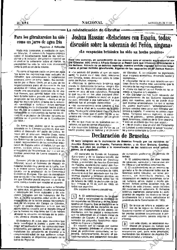 ABC MADRID 28-11-1984 página 20