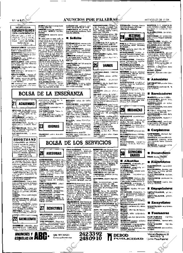 ABC MADRID 28-11-1984 página 92