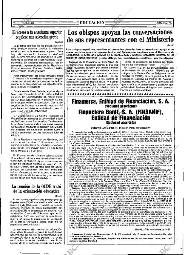 ABC MADRID 30-11-1984 página 45