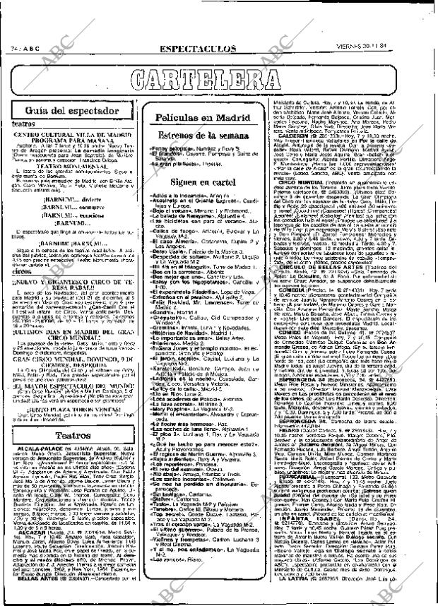 ABC MADRID 30-11-1984 página 74