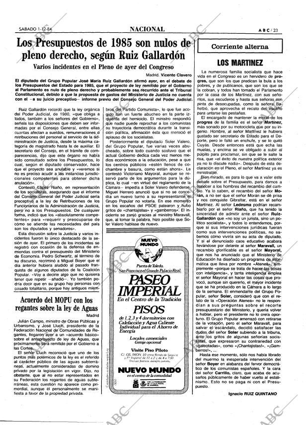 ABC MADRID 01-12-1984 página 23