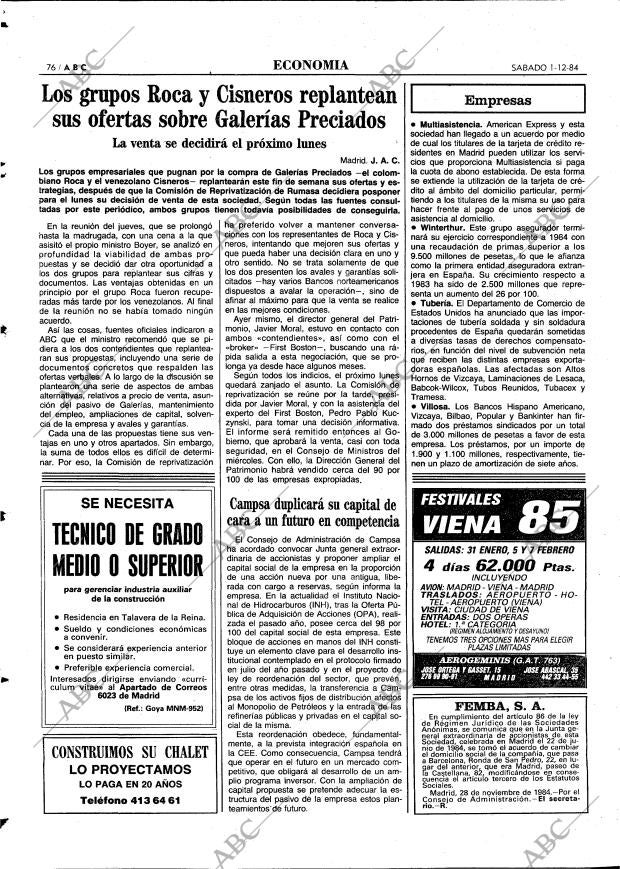 ABC MADRID 01-12-1984 página 76
