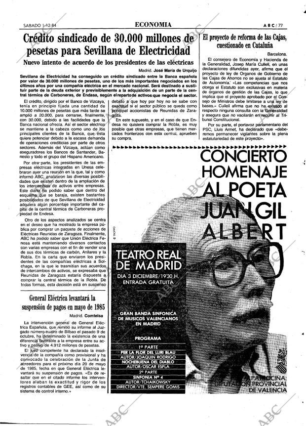 ABC MADRID 01-12-1984 página 77