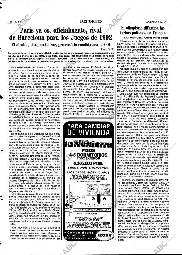 ABC MADRID 01-12-1984 página 88