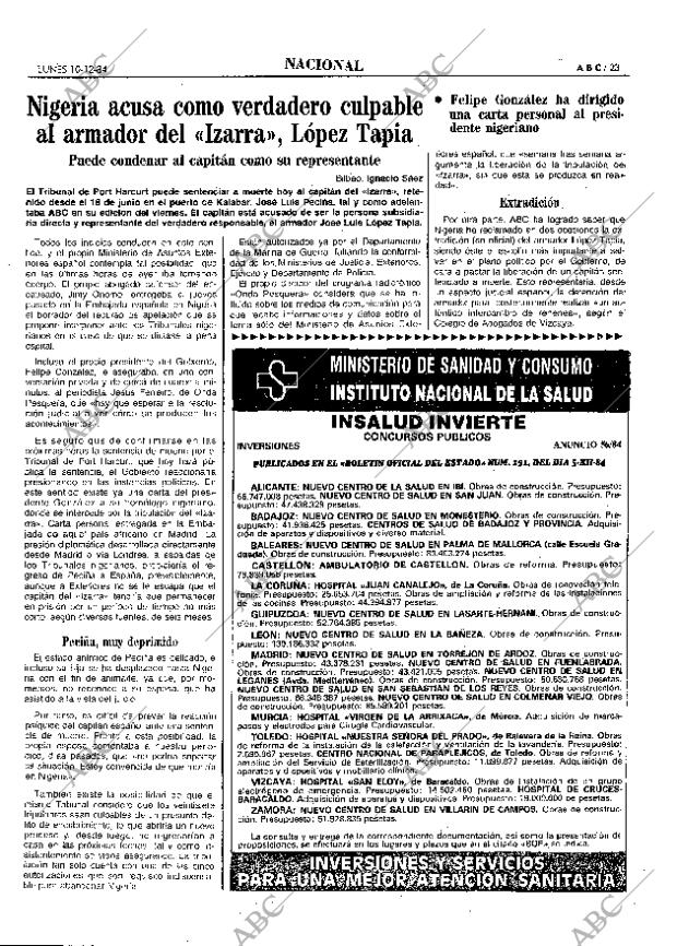 ABC MADRID 10-12-1984 página 23