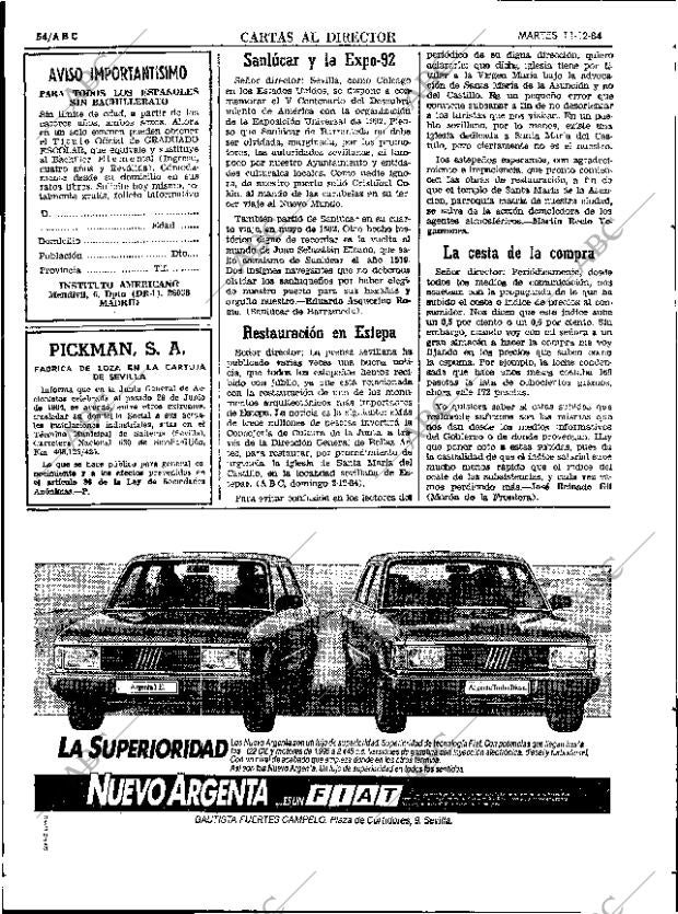 ABC SEVILLA 11-12-1984 página 54