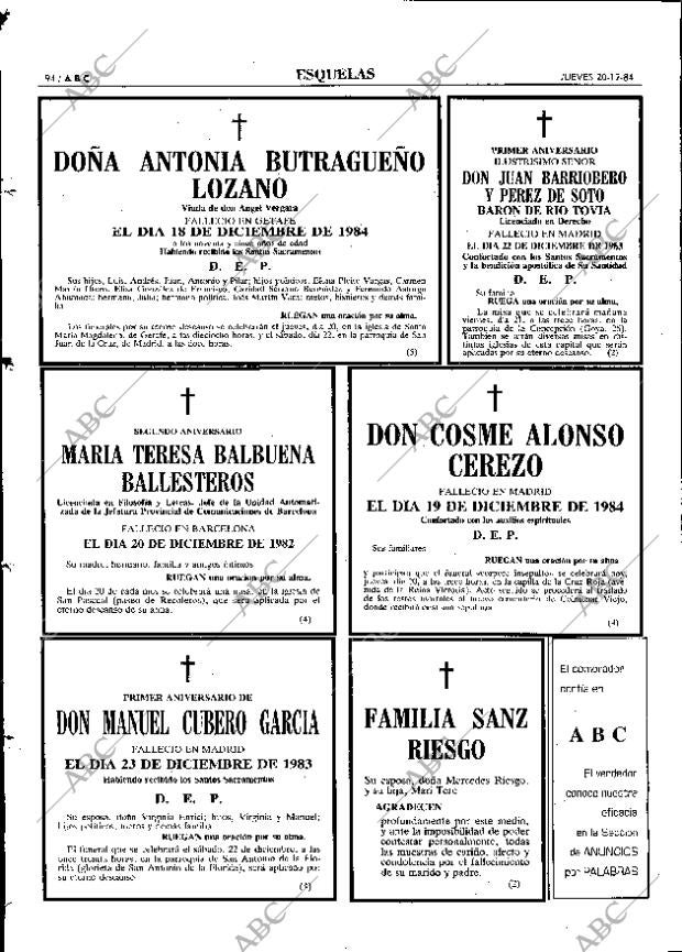 ABC MADRID 20-12-1984 página 94