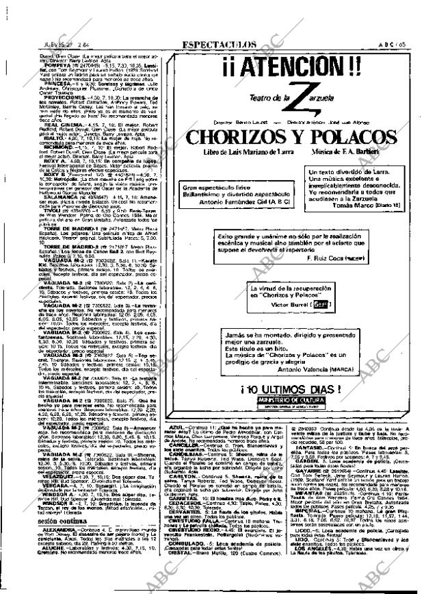 ABC MADRID 27-12-1984 página 65