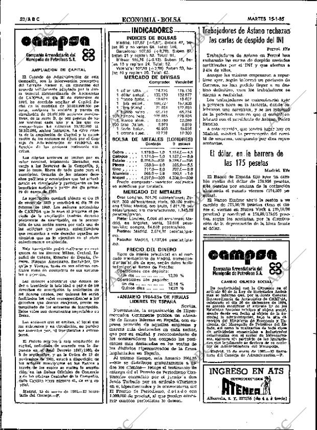 ABC SEVILLA 15-01-1985 página 52
