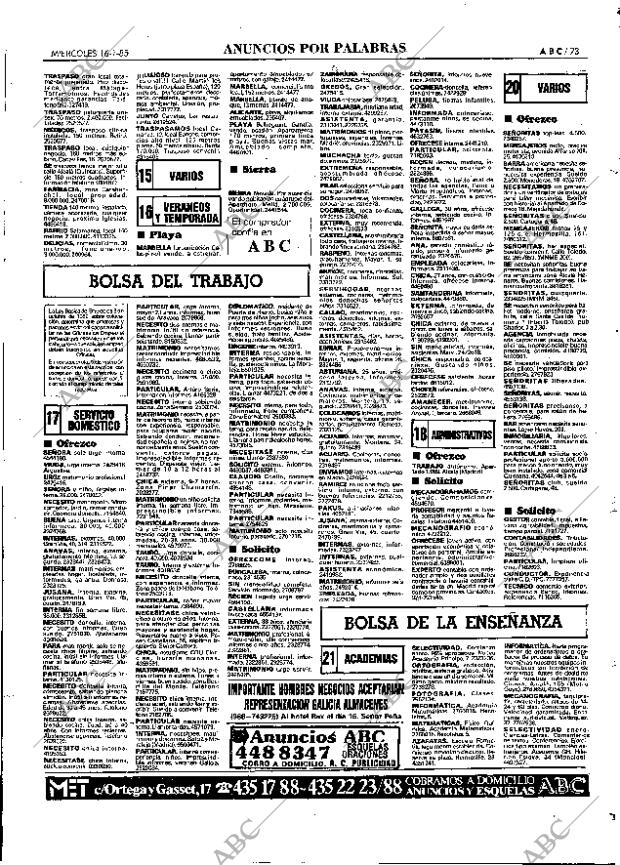 ABC MADRID 16-01-1985 página 73