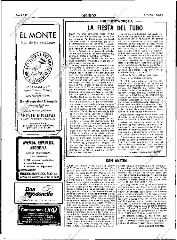 ABC SEVILLA 17-01-1985 página 16