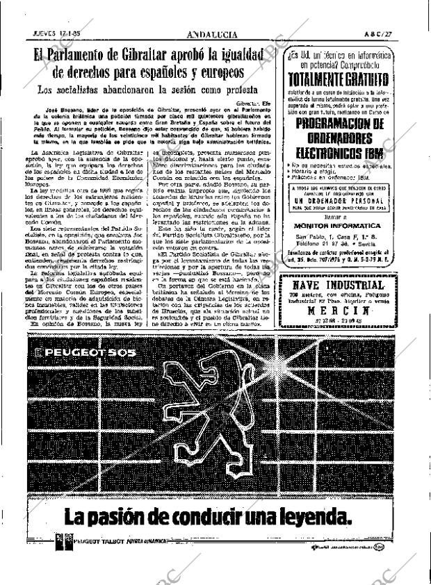 ABC SEVILLA 17-01-1985 página 27